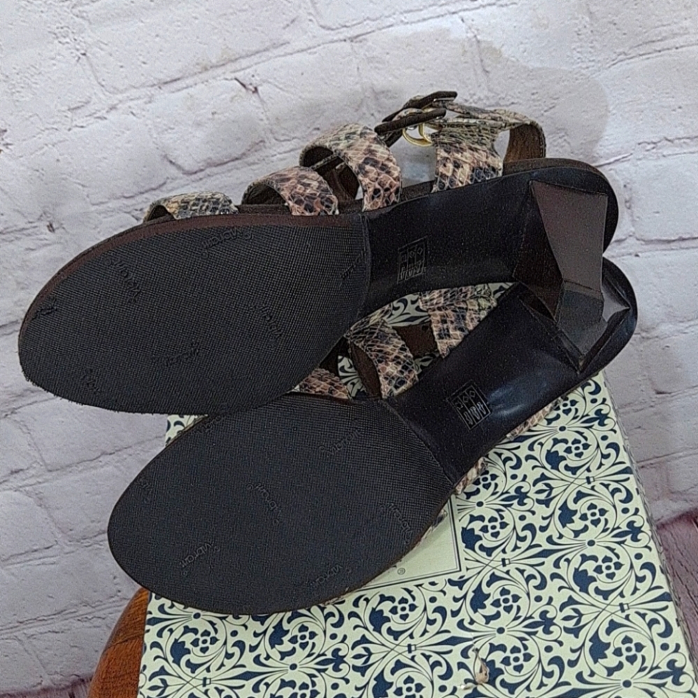 A. Marinelli Natural Roll Snakeskin Sandals - Picture 4 of 10
